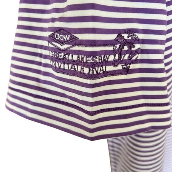 Peter Millar Summer Comfort Purple & White Striped Polo Shirt - Size Large - Picture 4 of 8